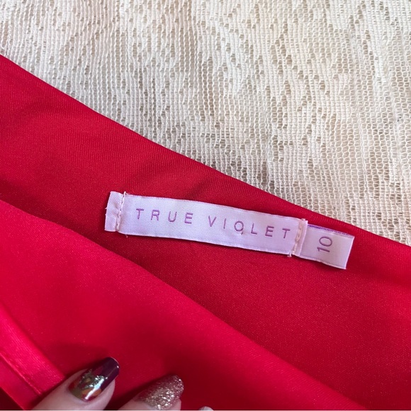 True Violet one shoulder scuba party dress - Picture 3 of 10